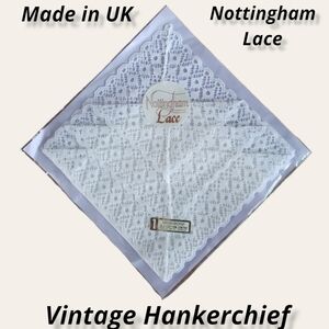 VINTAGE Nottingham Lace Hankerchief Made in UK New in Package